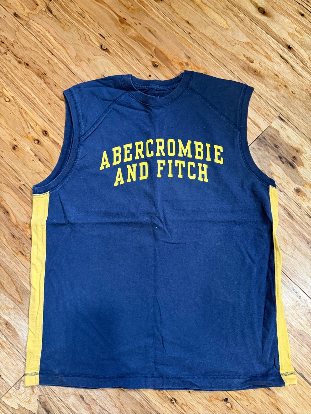 Abercrombie & Fitch Navy T-Shirt with Yellow Logo